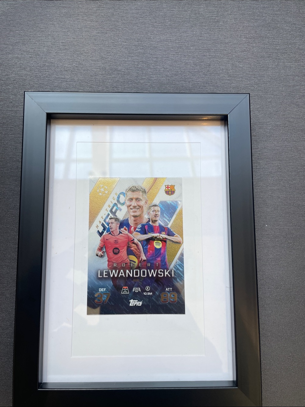 Framed Lewandowski Football Art Print - Black Frame